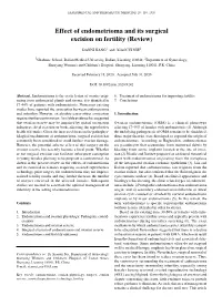 Effect of Endometrioma and Its Surgical Excision on Fertility (Review)