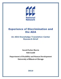 Experience of Discrimination and the ADA