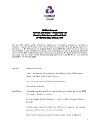 Fixed Income Call Hosted by Katie Murray and Donal Quaid 19 February 2021, 1:00 P.M