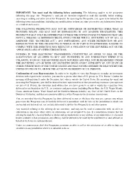 IMPORTANT: You Must Read the Following Before Continuing. The