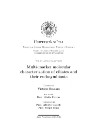Multi-Marker Molecular Characterization of Ciliates and Their Endosymbionts