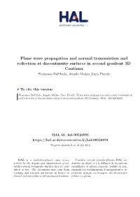 Plane Wave Propagation and Normal Transmission and Reflection At