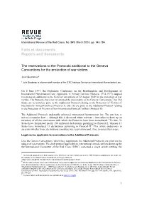 The Reservations to the Protocols Additional to the Geneva Conventions for the Protection of War Victims