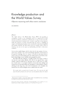 Knowledge Production and the World Values Survey Objective Measuring with Ethno-Centric Conclusions