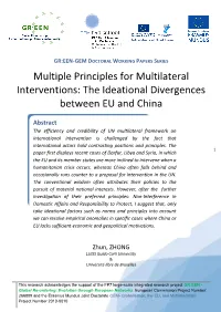 Multiple Principles for Multilateral Interventions: the Ideational Divergences Between EU and China