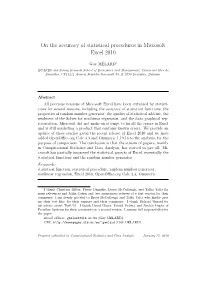 On the Accuracy of Statistical Procedures in Microsoft Excel 2010