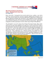 The End of Chinese Exclusion Part 1 - Background 1924-1943 by Philip Chin