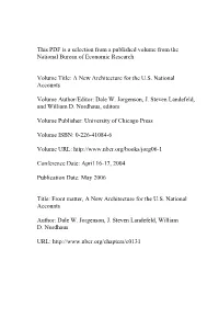 Front Matter, a New Architecture for the U.S. National Accounts