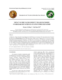 Impact of Brunauer Emmett Teller Isotherm on Research in Science Citation Index Expanded