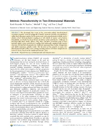 Intrinsic Piezoelectricity in Two-Dimensional Materials † † Karel-Alexander N
