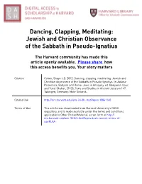 Jewish and Christian Observance of the Sabbath in Pseudo-Ignatius