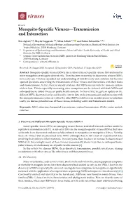 Mosquito-Specific Viruses—Transmission and Interaction