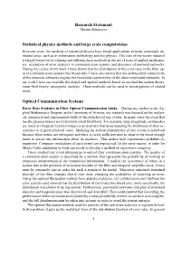 Research Statement Statistical Physics Methods and Large Scale