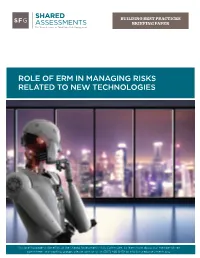 Role of Erm in Managing Risks Related to New Technologies