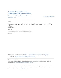 Symmetries and Exotic Smooth Structures on a K3 Surface WM Chen University of Massachusetts - Amherst, Wchen@Math.Umass.Edu