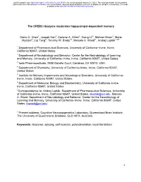 The CPEB3 Ribozyme Modulates Hippocampal-Dependent Memory