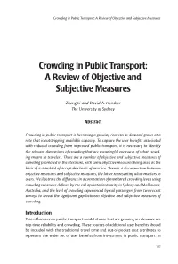 Crowding in Public Transport: a Review of Objective and Subjective Measures