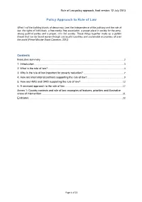 DFID Policy Approach to Rule Of