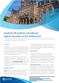 Guide for IB Students Considering Higher Education in the Netherlands