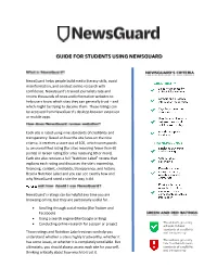 Guide for Students Using Newsguard