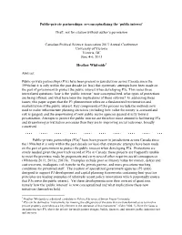 Public-Private Partnerships: Re-Conceptualizing the ‘Public Interest’
