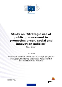 Strategic Use of Public Procurement in Promoting Green, Social and Innovation Policies” Final Report