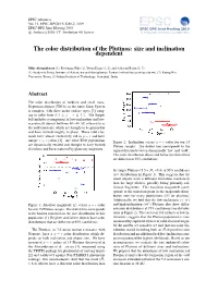 The Color Distribution of the Plutinos: Size and Inclination Dependent