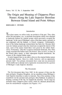 The Origin and Meaning of Chippewa Place Names Along the Lake