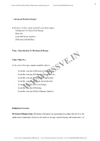 Concept of Drafting  Learn the Concept of Finite Element Analysis
