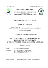 MEMOIRE DE FIN D'etudes En Vue De L'obtention Du DIPLOME De Licence Ès Sciences Techniques DEVELOPPEMENT D'un LOGICIEL DE