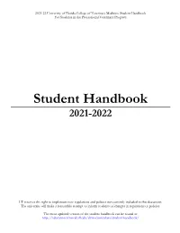 Student Handbook for Students in the Professional Veterinary Program