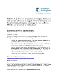 The Pragmatics of Liturgical Discourse: with Special Reference to English Reformed Worship and the Preformative Language Doxology of Jean Ladrière