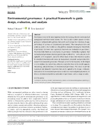 Environmental Governance: a Practical Framework to Guide Design, Evaluation, and Analysis
