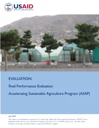 EVALUATION Final Performance Evaluation Accelerating Sustainable Agriculture Program (ASAP)