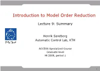 Introduction to Model Order Reduction