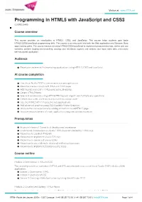 Programming in HTML5 with Javascript and CSS3 COURS 20480