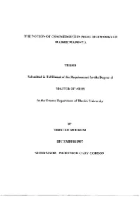 THE NOTION of COMMITMENT in SELECTED WORKS of Mal SHE MAPONY A