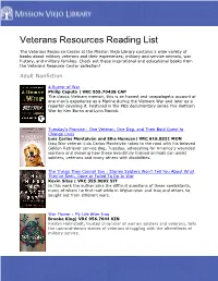 Veterans Resources Reading List