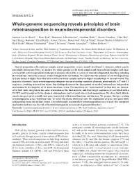 Whole-Genome Sequencing Reveals Principles of Brain Retrotransposition in Neurodevelopmental Disorders
