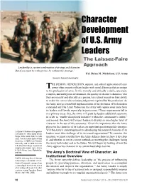Character Development of U.S. Army Leaders: the Laissez-Faire Approach