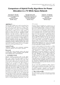 Comparison of Hybrid Firefly Algorithms for Power Allocation in a TV White Space Network