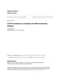 CS 205: Introduction to Computers and Office Productivity Software