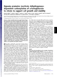 Dependent Carboxylation of Α-Ketoglutarate to Citrate to Support Cell Growth and Viability