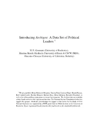 Introducing Archigos: a Data Set of Political Leaders 1