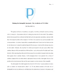 Making the Intangible Incarnate: the Aesthetics of T.S. Eliot