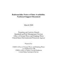 Radionuclides Notice of Data Availability Technical Support Document