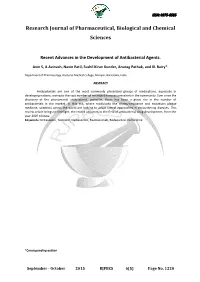 Recent Advances in the Development of Antibacterial Agents