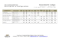 Accommodation Boardwalk Lodge Description & Configuration