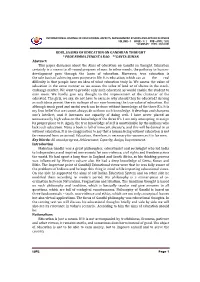 BDUL.SAAIMS of EDUCATION on GANDHIAN THOUGHT * PROF.NIMMA.VENKATA RAO **GANTA SUMAN Abstract: This Paper Discusses About the Aims of Education on Gandhi an Thought