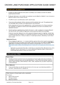 Crown Land Purchase Application Guide Sheet